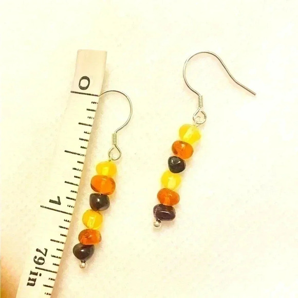 Baltic 🏵️Amber Sterling Silver  Dangling Earrings 🏵️ - Picture 4 of 6
